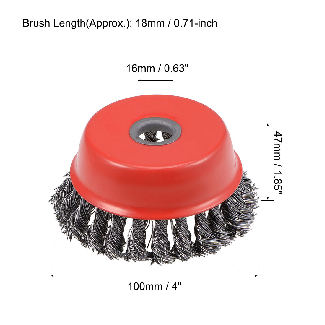 Harfington 4-Inch Wire Cup Brush Twist Knotted Crimped Steel with 5/8-Inch Arbor Hole 3 Pcs