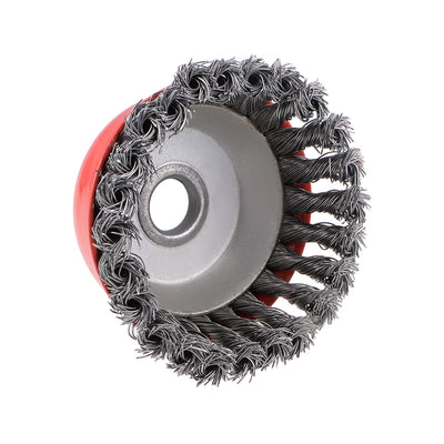 Harfington 4-Inch Wire Cup Brush Twist Knotted Crimped Steel with 5/8-Inch Arbor Hole 3 Pcs