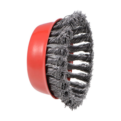 Harfington 4-Inch Wire Cup Brush Twist Knotted Crimped Steel with 5/8-Inch Arbor Hole 3 Pcs