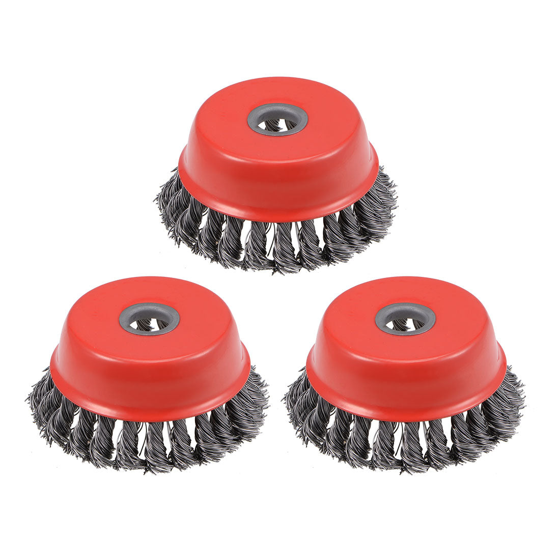 Harfington 4-Inch Wire Cup Brush Twist Knotted Crimped Steel with 5/8-Inch Arbor Hole 3 Pcs