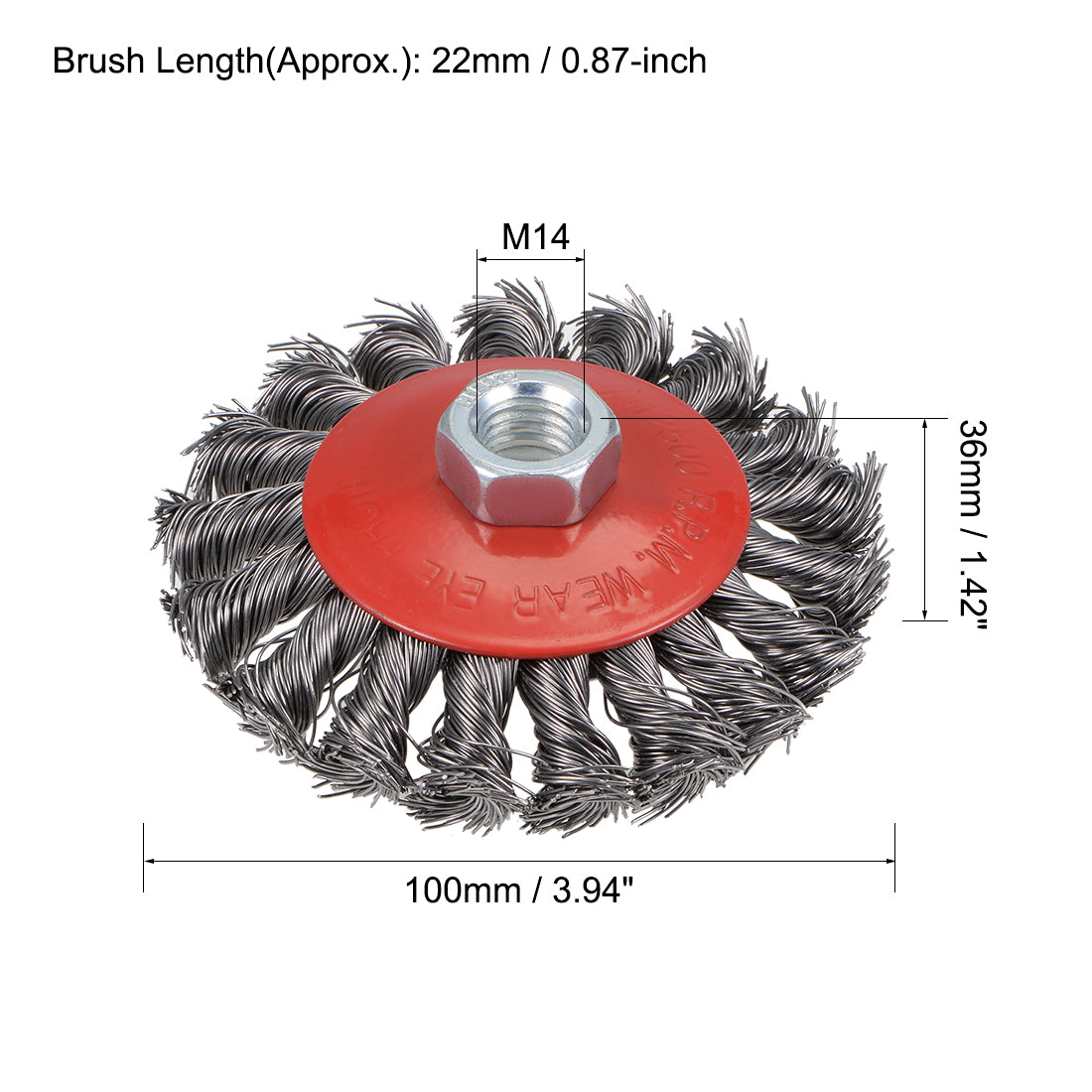 Harfington 100mm Wire Cup Brush Twist Knotted Crimped Steel with M14 Threaded Hole 2 Pcs