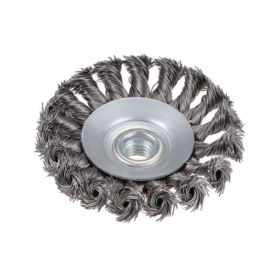 Harfington 100mm Wire Cup Brush Twist Knotted Crimped Steel with M14 Threaded Hole 2 Pcs