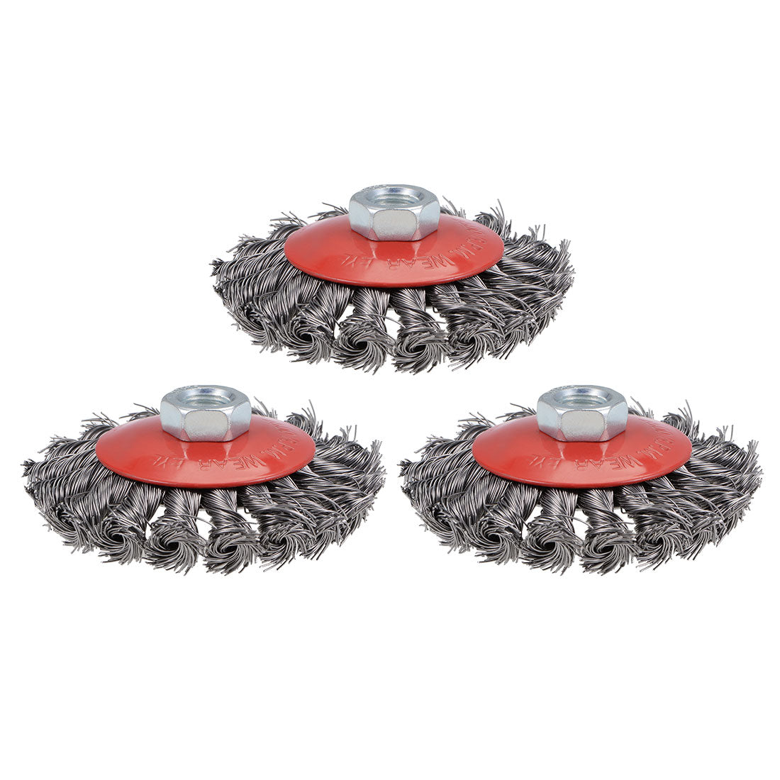 Harfington 100mm Wire Cup Brush Twist Knotted Crimped Steel with M14 Threaded Hole 3 Pcs