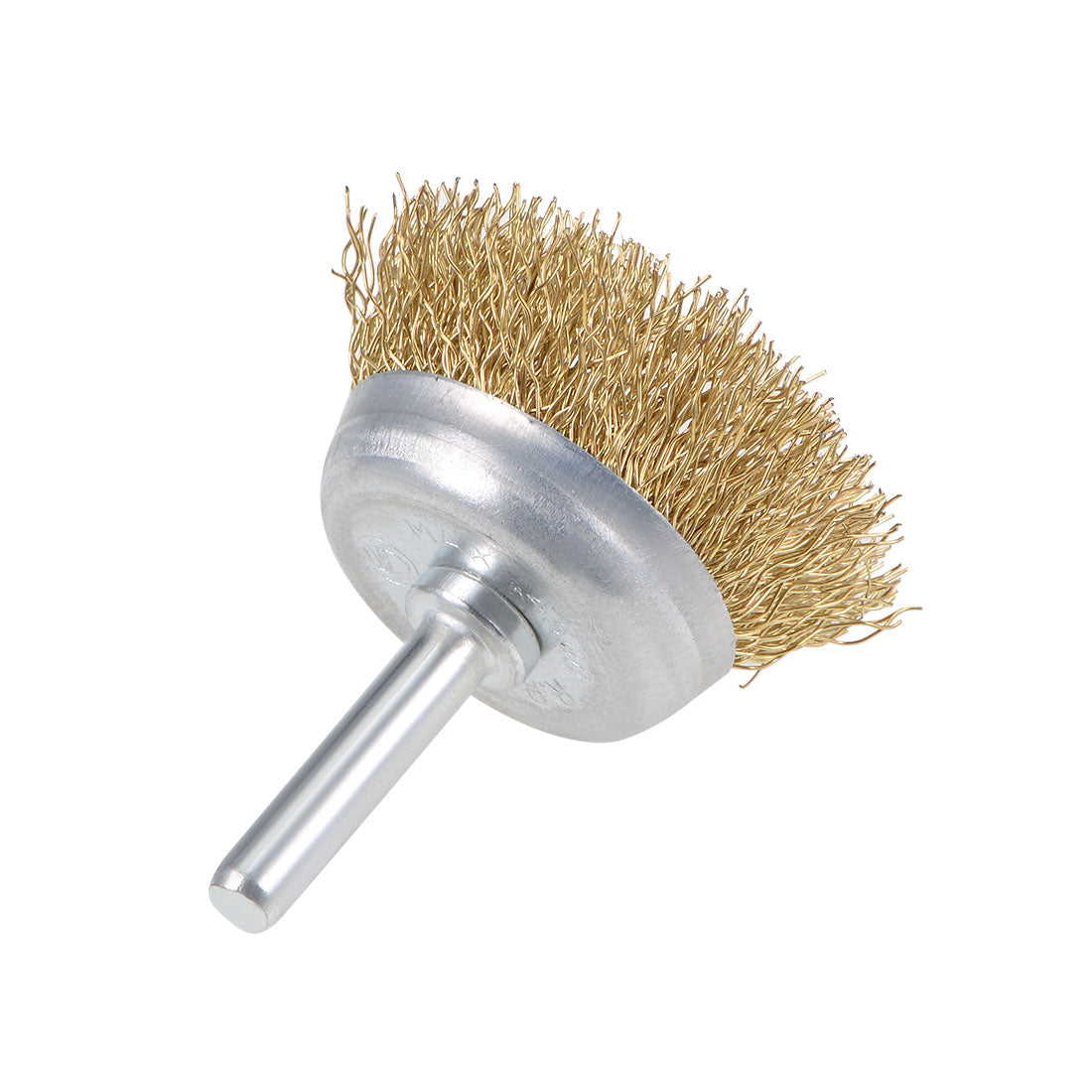 Harfington 45mm Wire Cup Brush Brass Plated Crimped Steel with 1/4-inch Shank 5 Pcs
