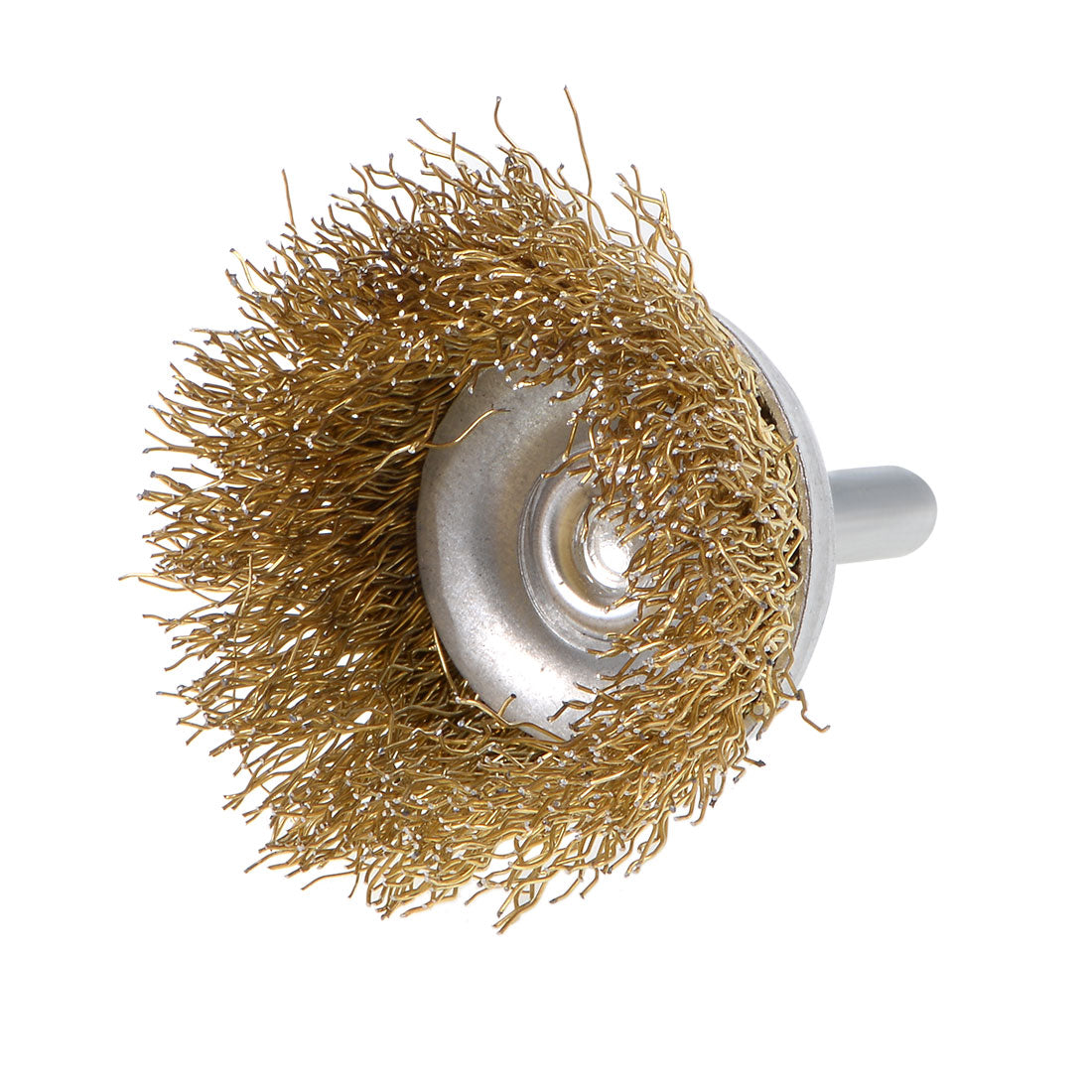 Harfington 45mm Wire Cup Brush Brass Plated Crimped Steel with 1/4-inch Shank 10 Pcs