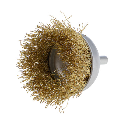 Harfington 2-Inch Wire Cup Brush Brass Plated Crimped Steel with 1/4-inch Shank 10 Pcs