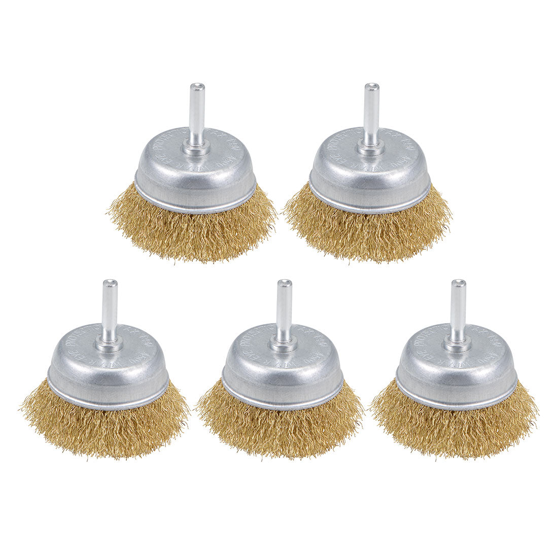 Harfington 2-1/2-Inch Wire Cup Brush Brass Plated Crimped Steel with 1/4-inch Shank 5 Pcs