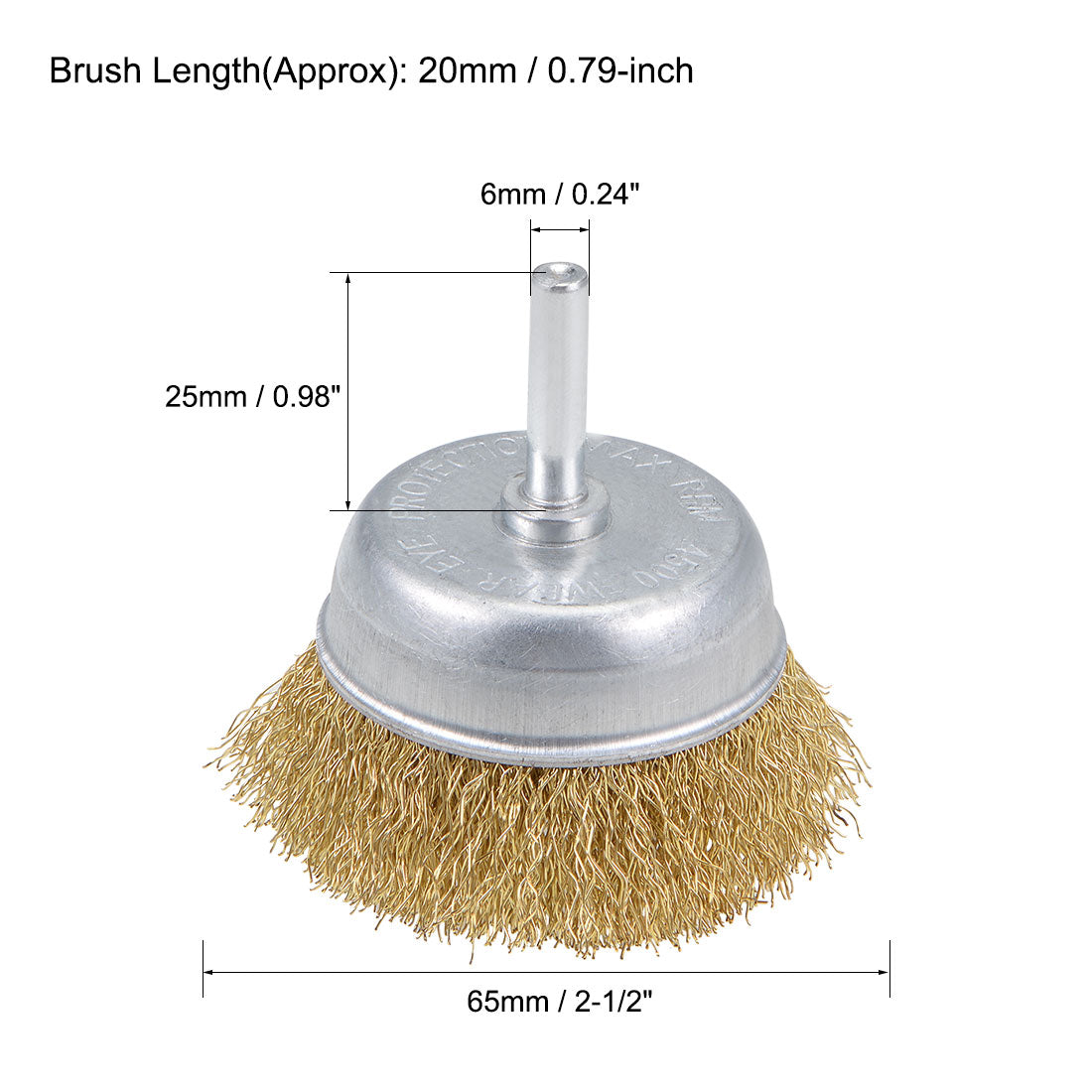 Harfington 2-1/2-Inch Wire Cup Brush Brass Plated Crimped Steel with 1/4-inch Shank 10 Pcs