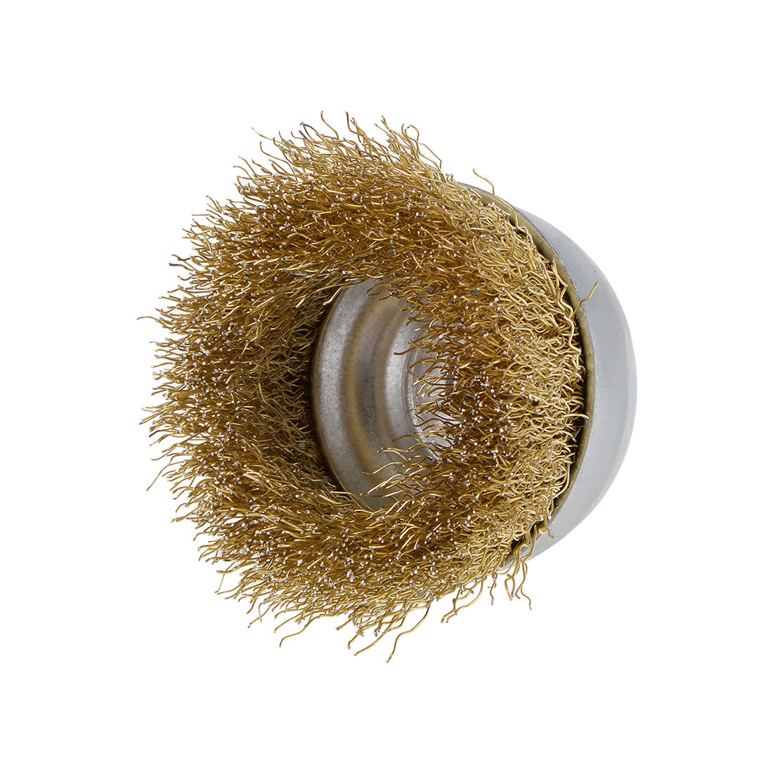 Harfington 3-Inch Wire Cup Brush Brass Plated Crimped Steel with 1/4-inch Shank 10 Pcs