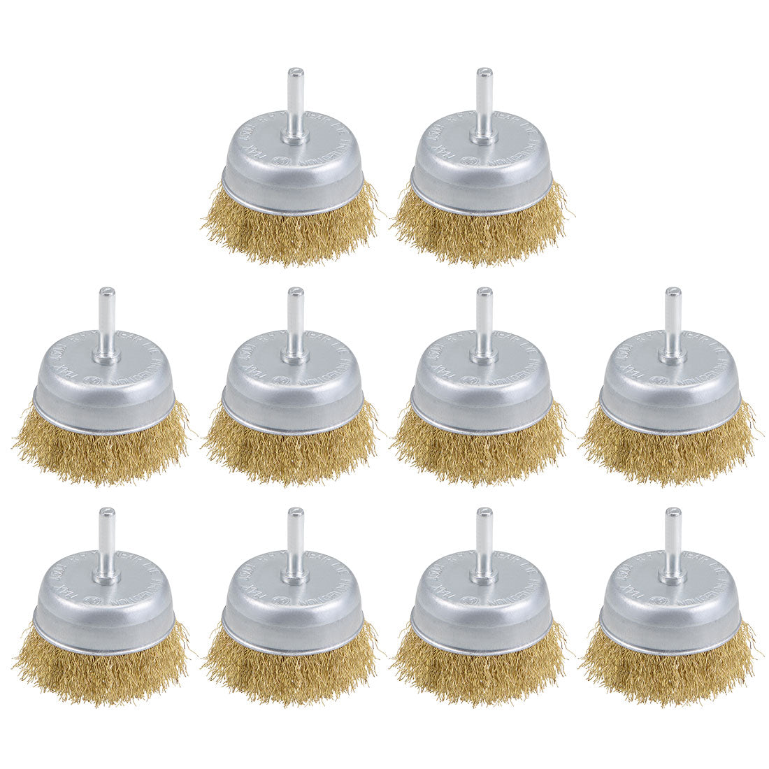 Harfington 3-Inch Wire Cup Brush Brass Plated Crimped Steel with 1/4-inch Shank 10 Pcs
