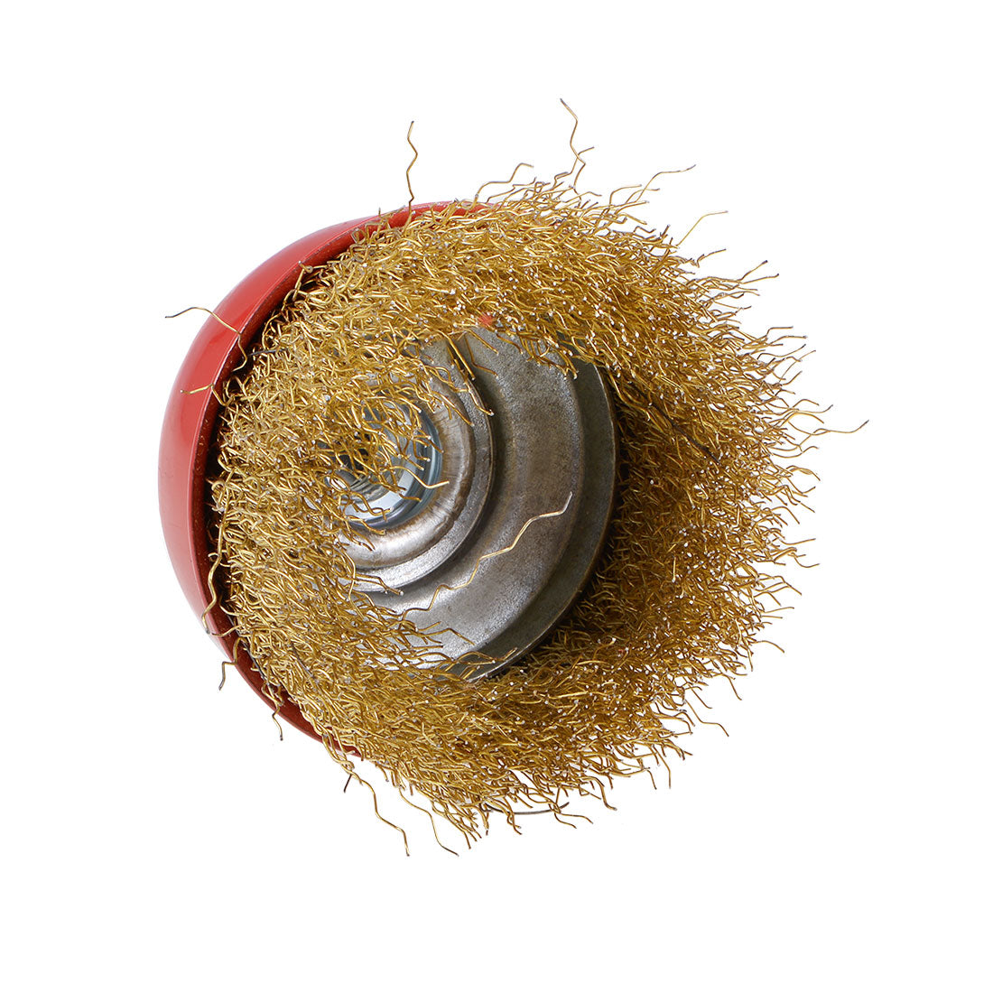 Harfington 3-Inch Wire Cup Brush Brass Plated Crimped Steel with M10 Threaded Hole