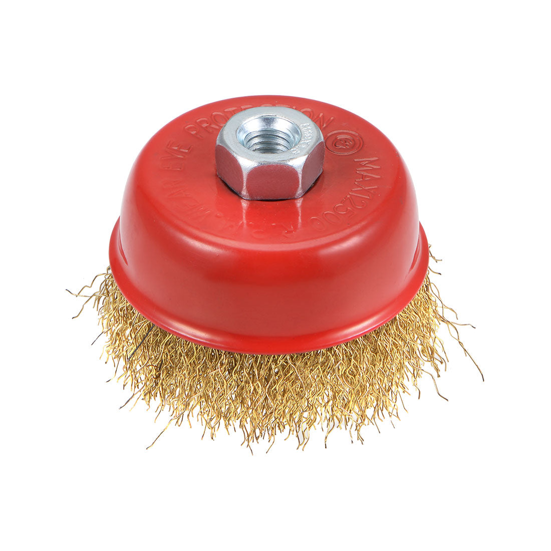 Harfington 3-Inch Wire Cup Brush Brass Plated Crimped Steel with M10 Threaded Hole