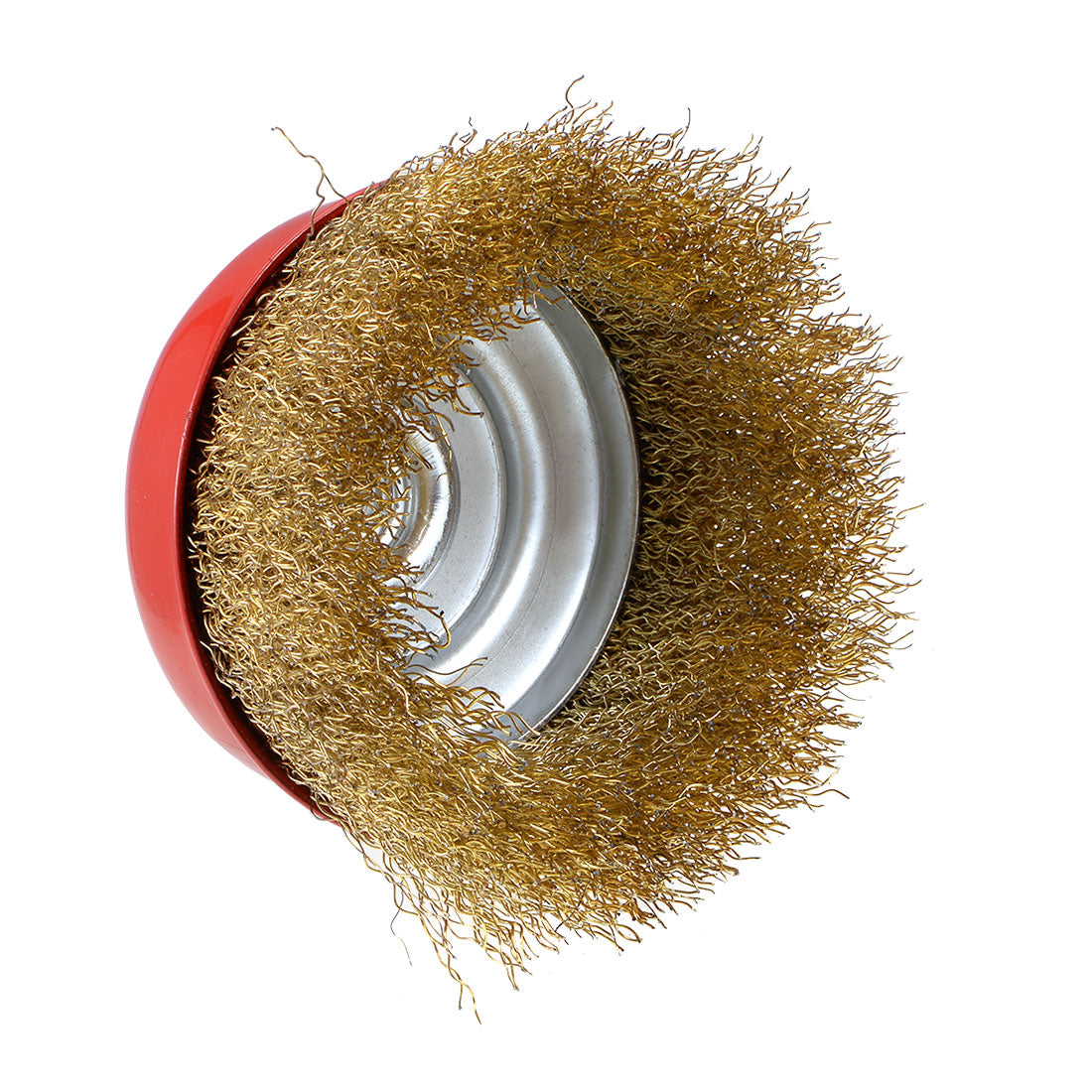 Harfington 4-Inch Wire Cup Brush Brass Plated Crimped Steel with M14 Threaded Hole 3 Pcs