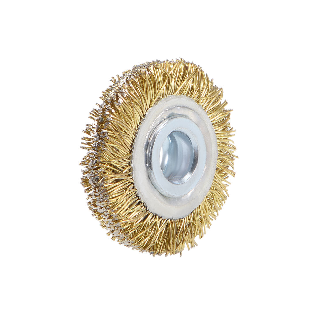 Harfington 1-Inch Wire Wheel Brush Bench Brass Plated Crimped Steel with 1/4-Inch Arbor Hole 2 Pcs