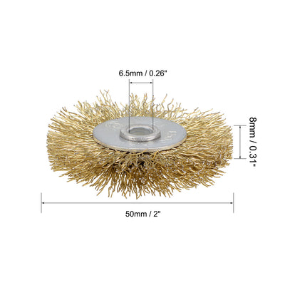 Harfington 2-Inch Wire Wheel Brush Bench Brass Plated Crimped Steel with 1/4-Inch Arbor Hole 10 Pcs