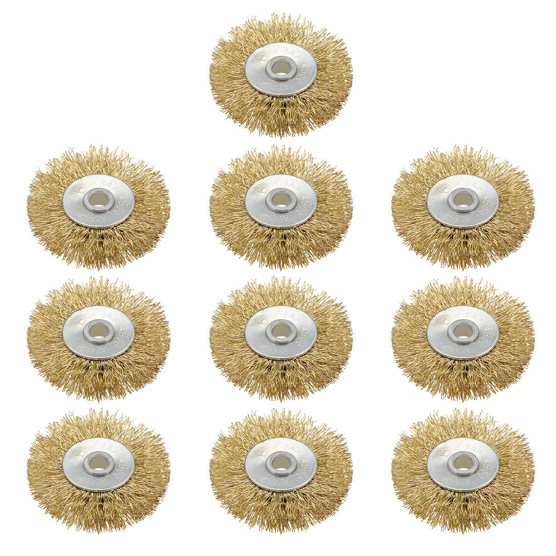 Harfington 2-Inch Wire Wheel Brush Bench Brass Plated Crimped Steel with 1/4-Inch Arbor Hole 10 Pcs