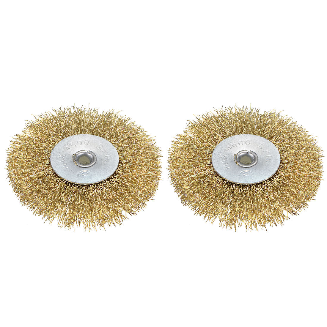 Harfington 2-1/2-Inch Wire Wheel Brush Bench Brass Plated Crimped Steel with 1/4-Inch Arbor Hole 2 Pcs