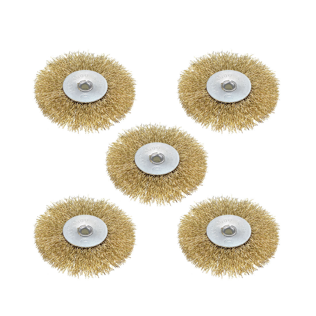 Harfington 2-1/2-Inch Wire Wheel Brush Bench Brass Plated Crimped Steel with 1/4-Inch Arbor Hole 5 Pcs