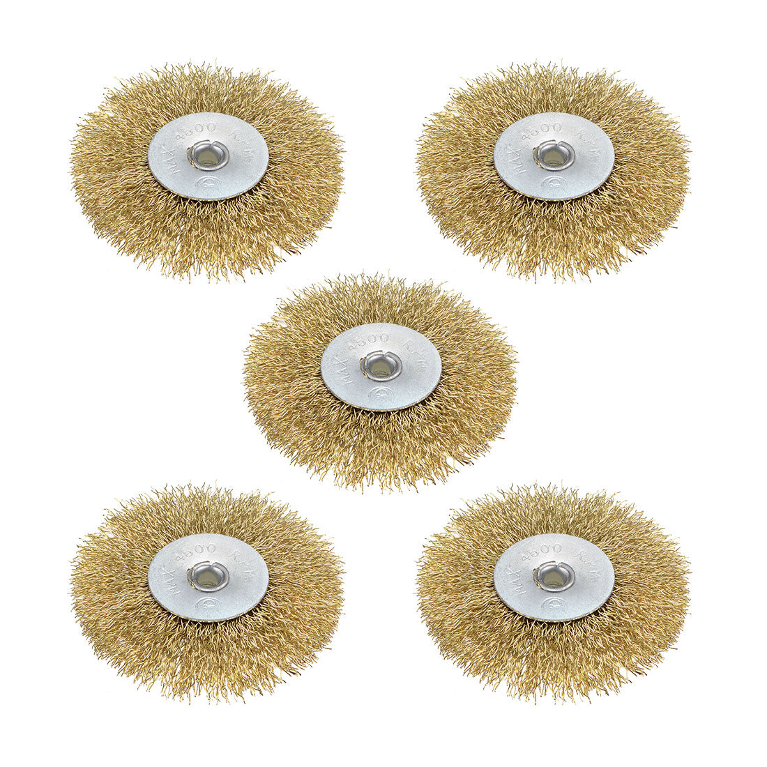 Harfington 3-Inch Wire Wheel Brush Bench Brass Plated Crimped Steel with 1/4-Inch Arbor Hole 5 Pcs