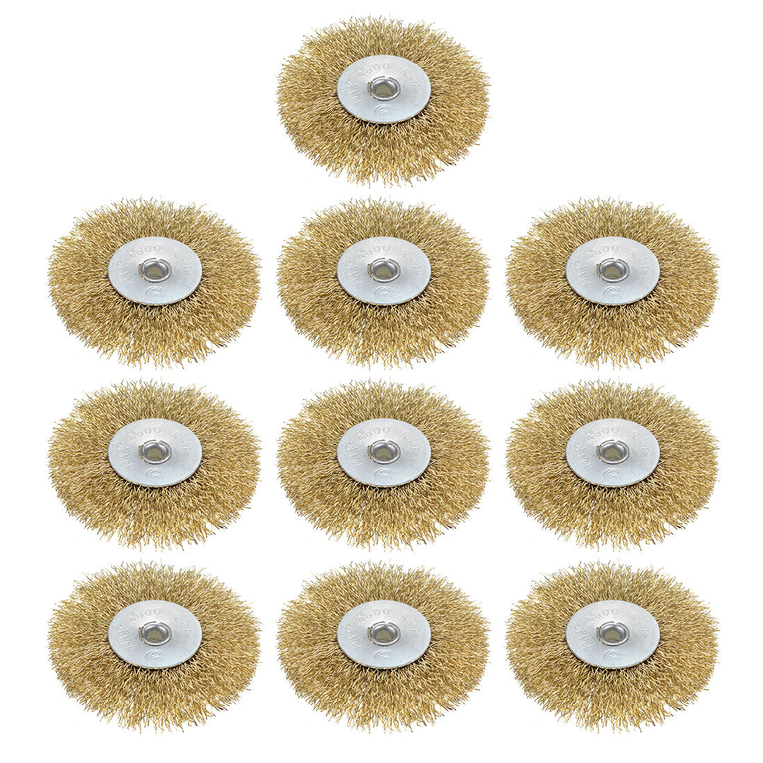 Harfington 3-Inch Wire Wheel Brush Bench Brass Plated Crimped Steel with 1/4-Inch Arbor Hole 10 Pcs