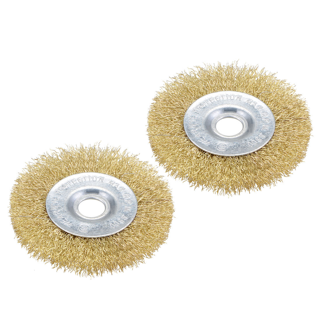 Harfington 4-Inch Wire Wheel Brush Bench Brass Plated Crimped Steel with 5/8-Inch Arbor Hole 2 Pcs