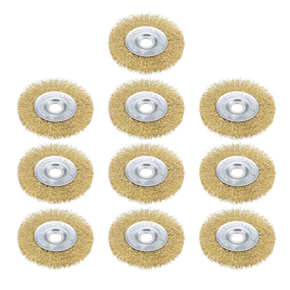 Harfington 4-Inch Wire Wheel Brush Bench Brass Plated Crimped Steel with 5/8-Inch Arbor Hole 10 Pcs