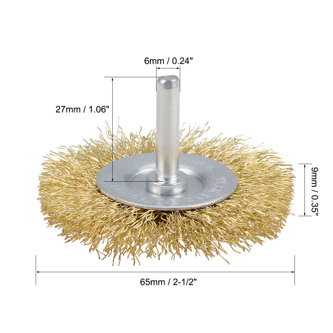 Harfington 2-1/2 Inch Wire Wheel Brush Bench Brass Plated Crimped Steel 1/4-Inch Shank 3 Pcs