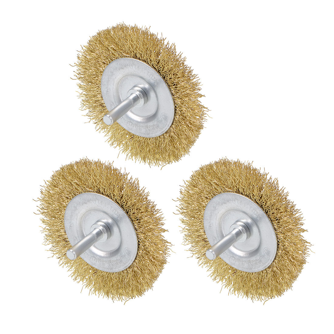 Harfington 3-Inch Wire Wheel Brush Bench Brass Plated Crimped Steel with 1/4-Inch Shank 3 Pcs