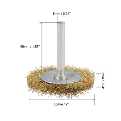 Harfington 2-Inch Wire Wheel Brush Bench Brass Plated Crimped Steel with 1/4-Inch Shank