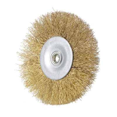 Harfington 2-1/2-Inch Wire Wheel Brush Bench Brass Plated Crimped Steel 1/4-Inch Shank