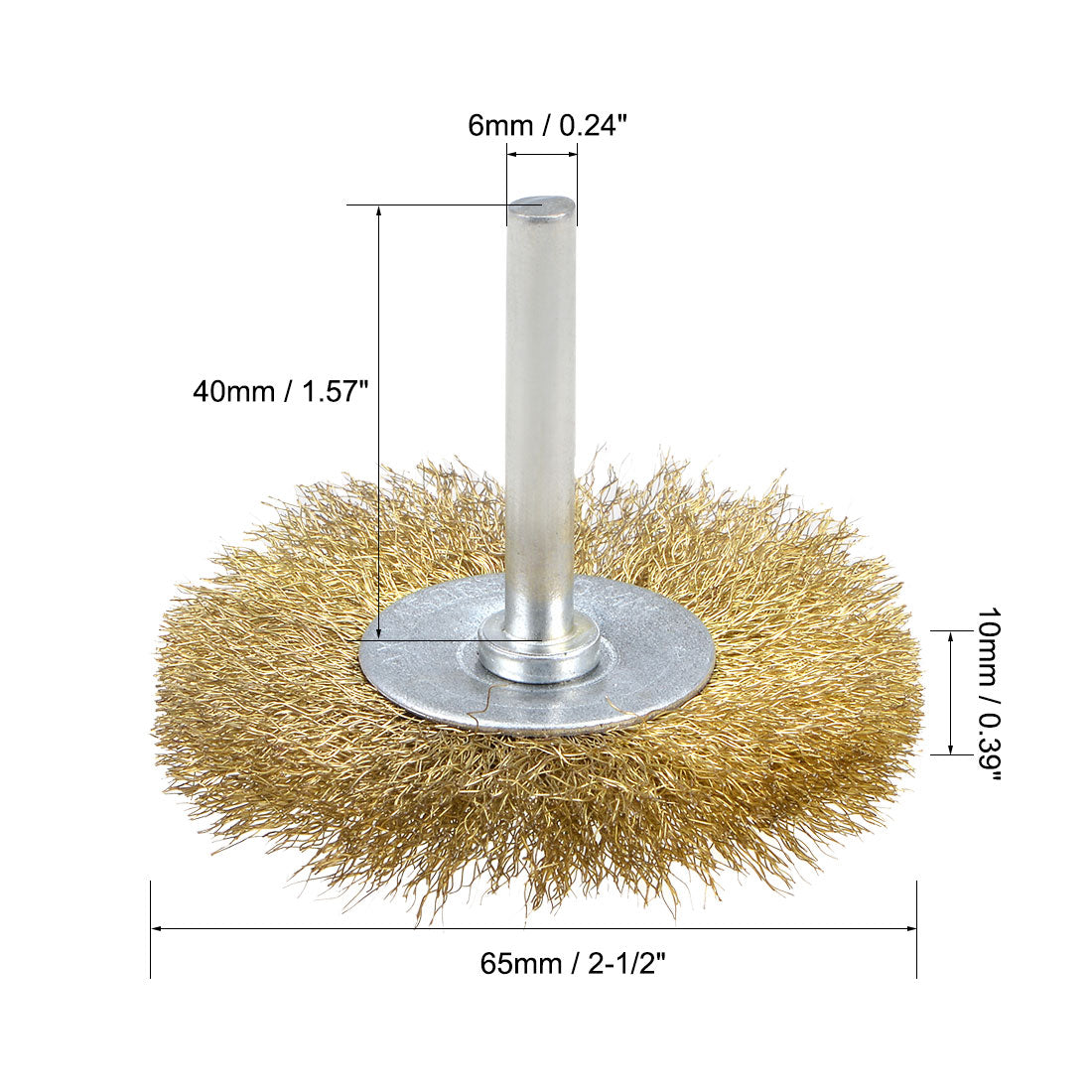 Harfington 2-1/2-Inch Wire Wheel Brush Bench Brass Plated Crimped Steel 1/4-Inch Shank 5 Pcs