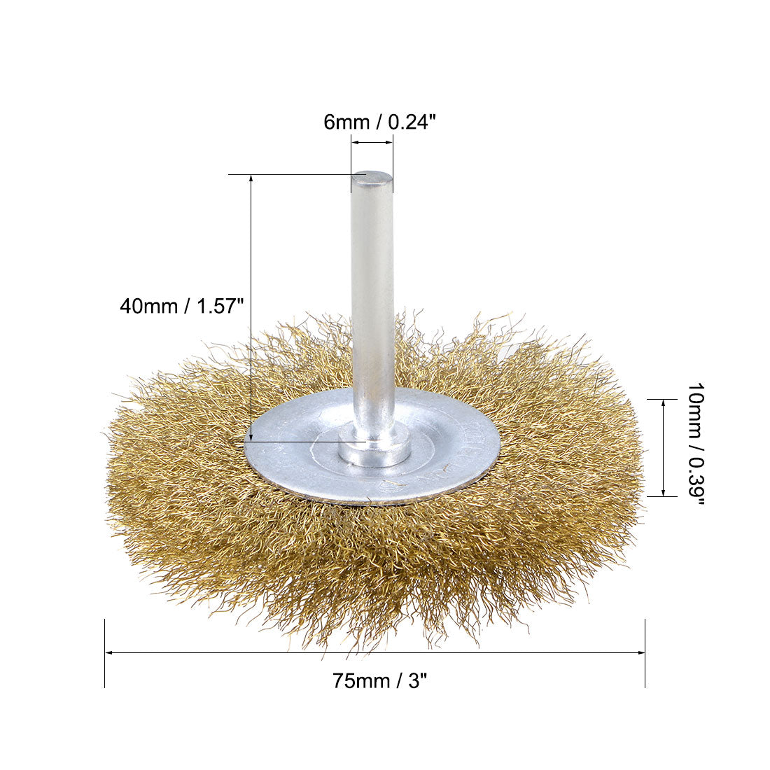 Harfington 3-Inch Wire Wheel Brush Bench Brass Plated Crimped Steel 1/4-Inch Shank 5 Pcs