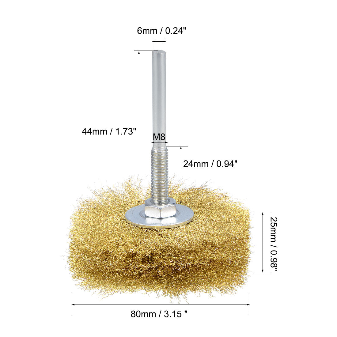 Harfington 80mm Wire Wheel Brush Bench Brass Plated Crimped Steel with 1/4-Inch Shank