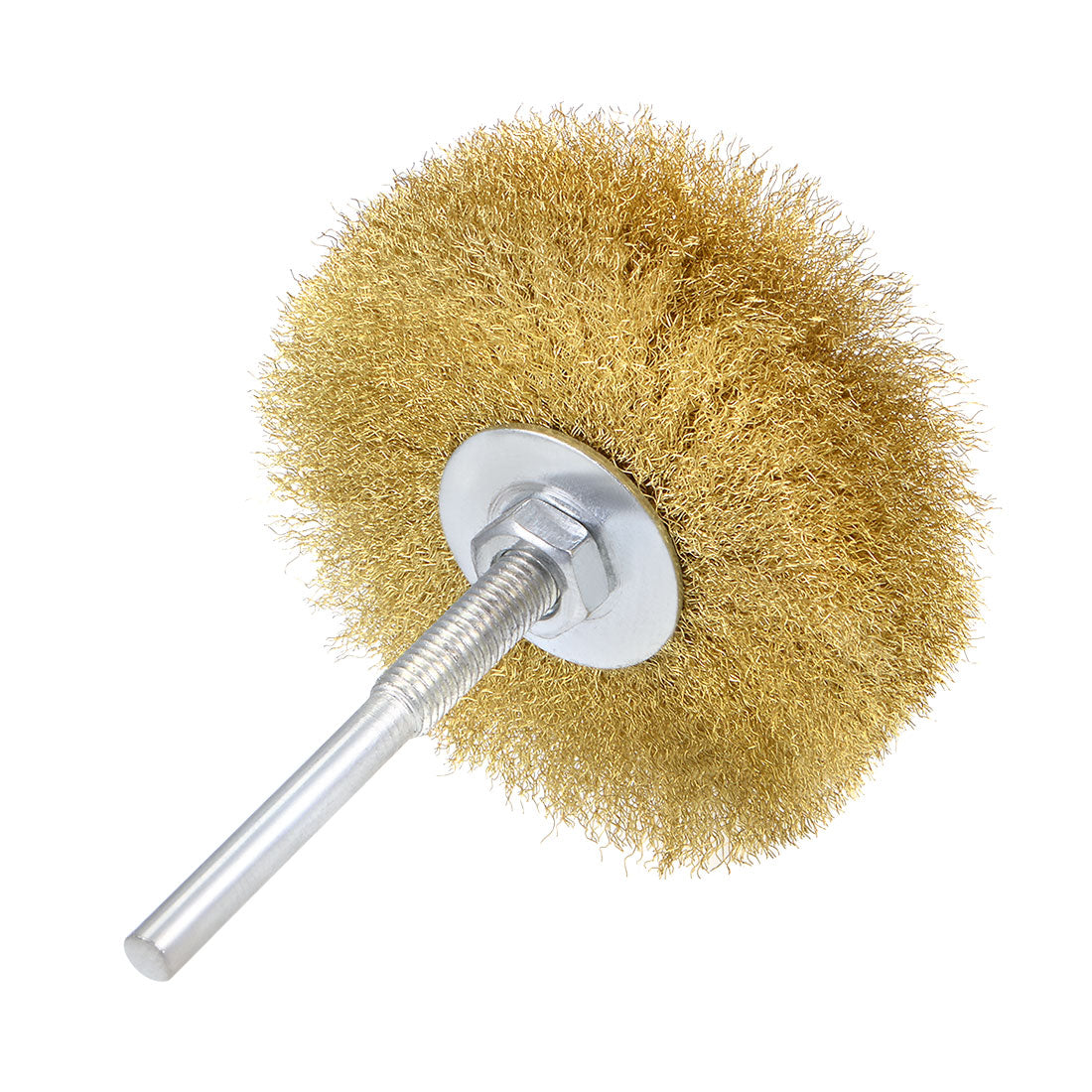 Harfington 80mm Wire Wheel Brush Bench Brass Plated Crimped Steel with 1/4-Inch Shank
