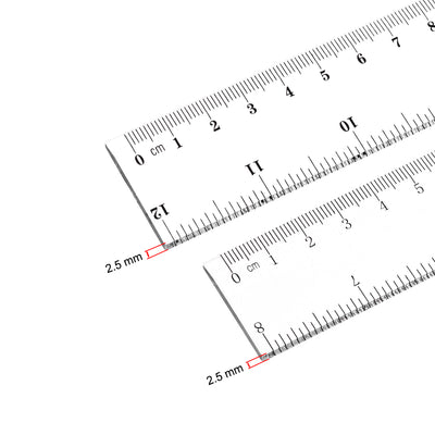 Harfington Straight Ruler 20cm 8 Inch 30cm 12 Inch Metric Plastic Measuring Ruler Tool 2 in 1 Set