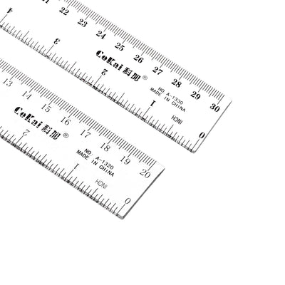 Harfington Straight Ruler 20cm 8 Inch 30cm 12 Inch Metric Plastic Measuring Ruler Tool 2 in 1 Set