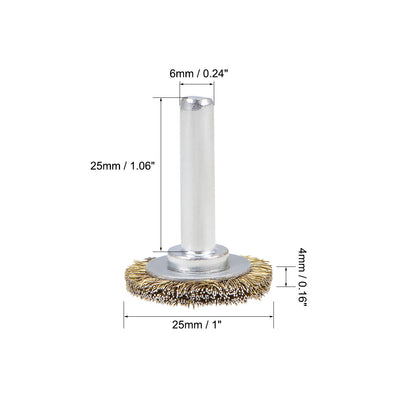 Harfington 1-Inch Wire Wheel Brush Bench Brass Plated Crimped Steel 1/4-Inch Shank 5Pcs