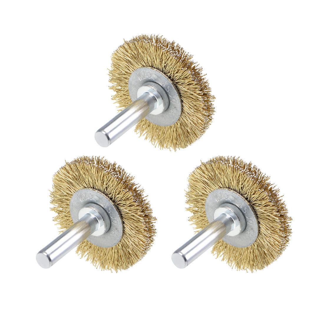 Harfington 1-1/2-Inch Wire Wheel Brush Bench Brass Plated Crimped Steel 1/4-Inch Shank 3Pcs