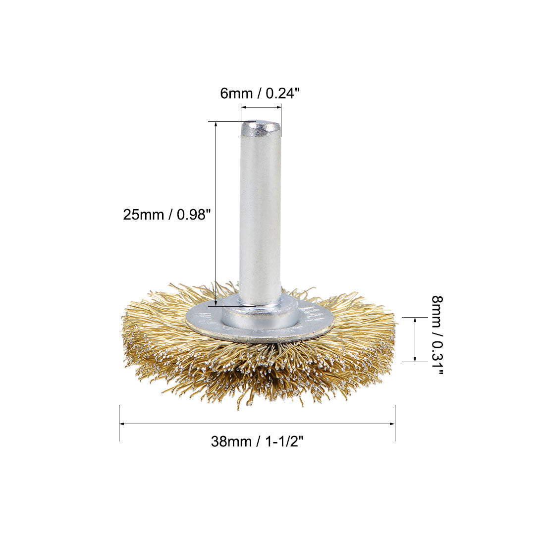Harfington 1-1/2-Inch Wire Wheel Brush Bench Brass Plated Crimped Steel 1/4-Inch Shank 5Pcs