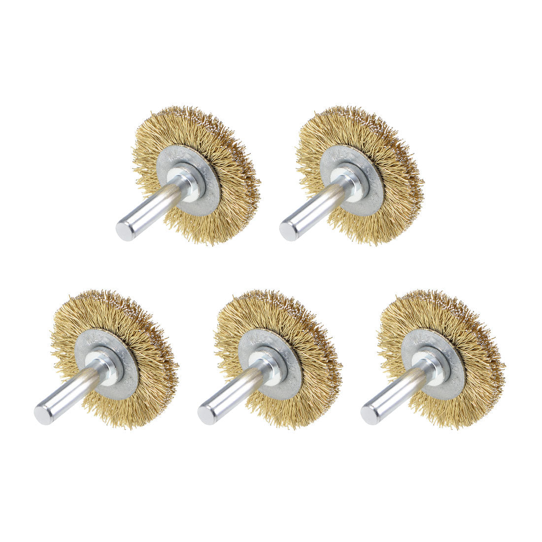 Harfington 1-1/2-Inch Wire Wheel Brush Bench Brass Plated Crimped Steel 1/4-Inch Shank 5Pcs
