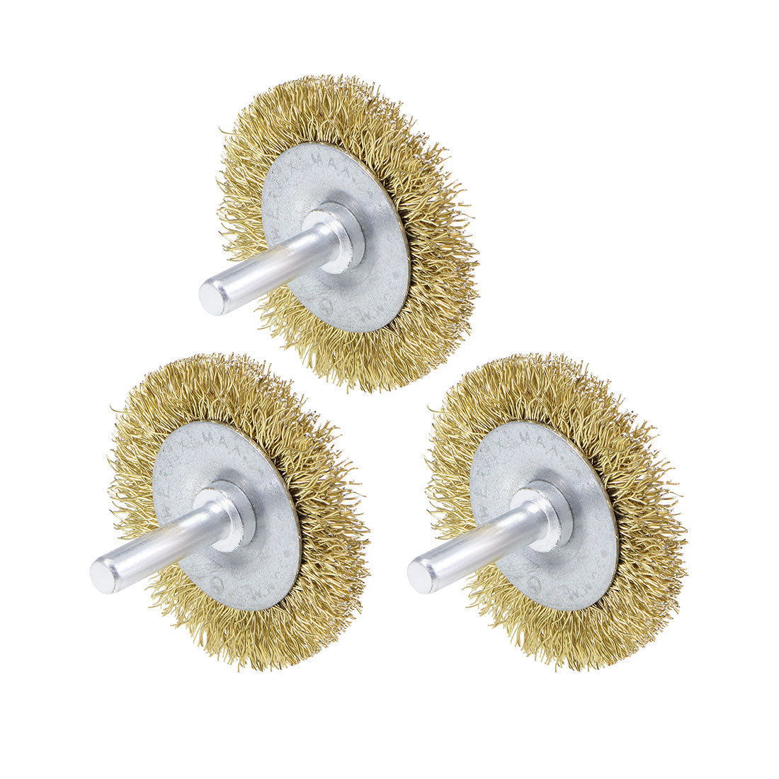 Harfington 2-Inch Wire Wheel Brush Bench Brass Plated Crimped Steel 1/4-Inch Shank 3Pcs