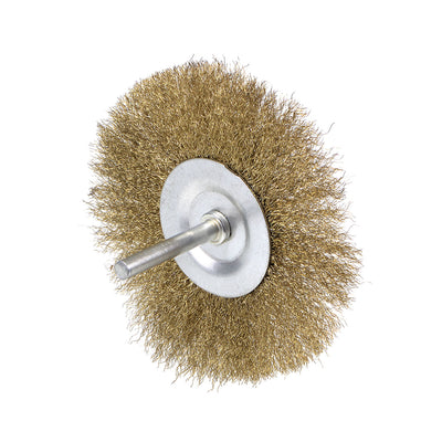 Harfington 4-Inch Wire Wheel Brush Bench Brass Plated Crimped Steel 1/4-Inch Shank
