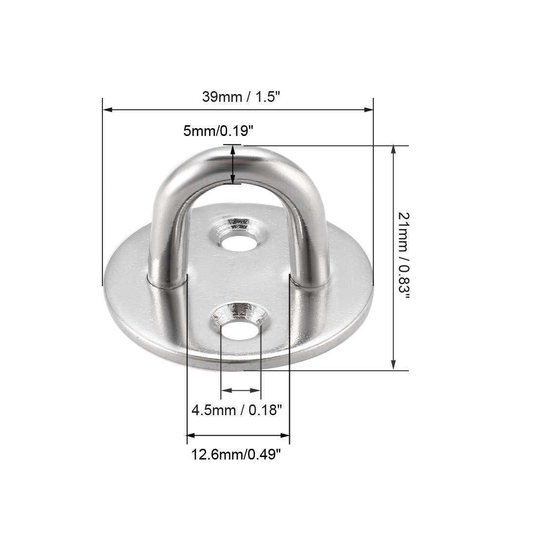 Harfington Stainless Steel Ceiling Hook Pad Eye Plate Hardware 34mmX21mm Staple Hooks Loop Wall Mount 2Pcs
