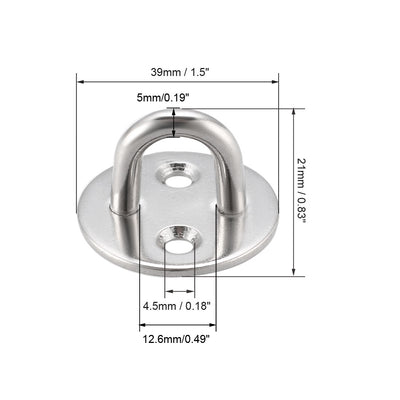 Harfington Stainless Steel Ceiling Hook Pad Eye Plate Hardware 34mmX21mm Staple Hooks Loop Wall Mount 2Pcs