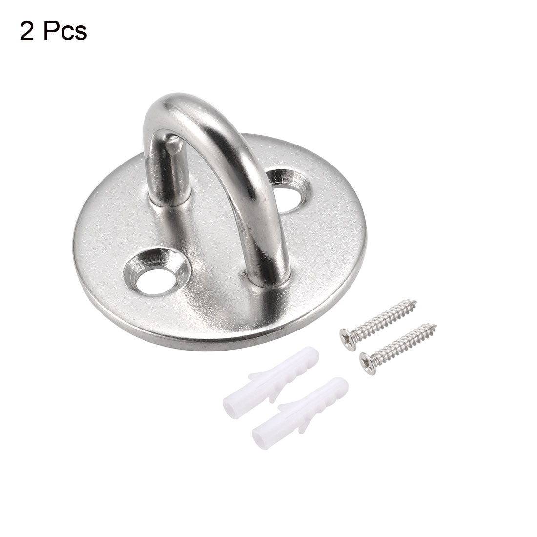 Harfington Stainless Steel Ceiling Hook Pad Eye Plate Hardware 34mmX21mm Staple Hooks Loop Wall Mount 2Pcs