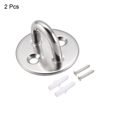 Harfington Stainless Steel Ceiling Hook Pad Eye Plate Hardware 34mmX21mm Staple Hooks Loop Wall Mount 2Pcs