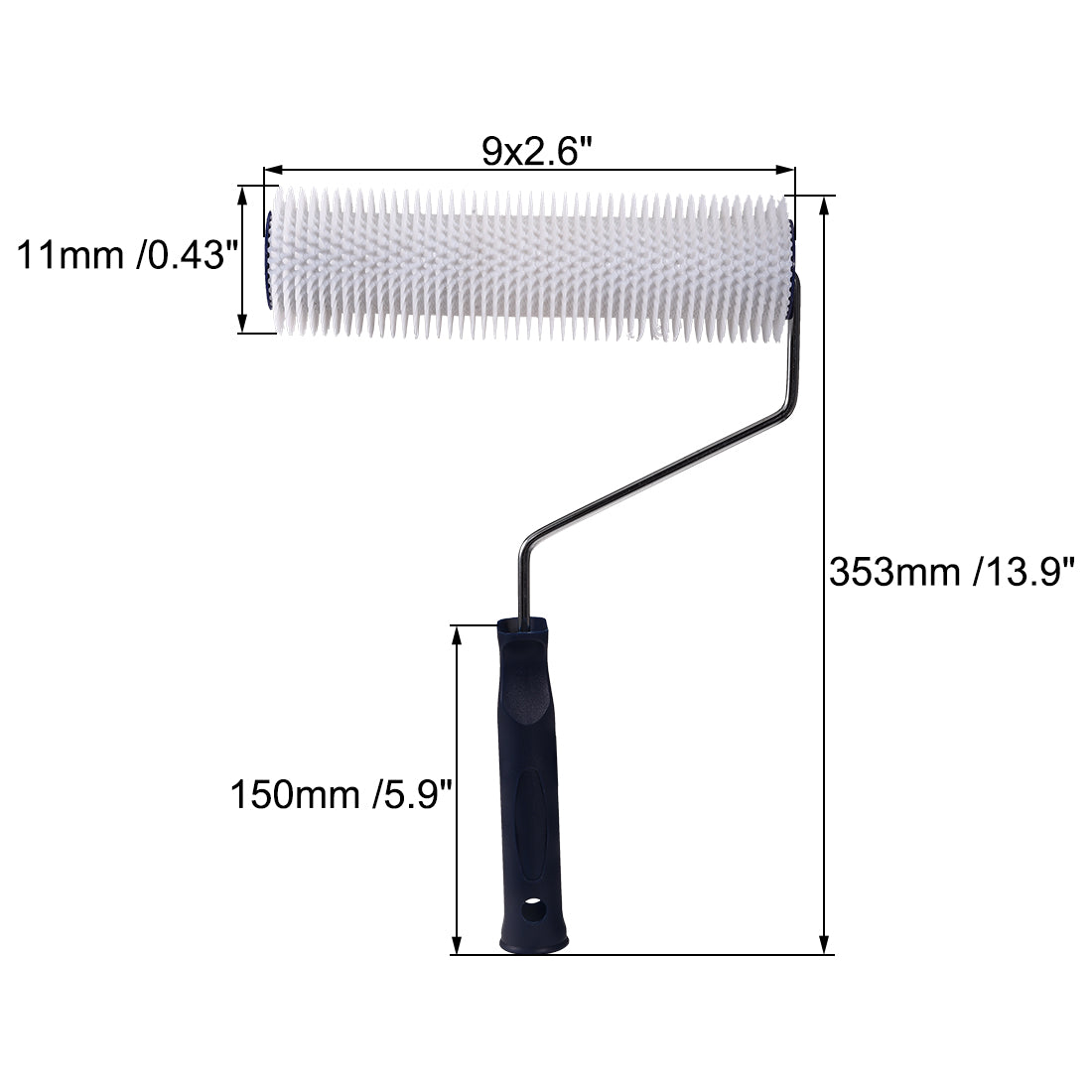 Harfington 9inch Spiked Screeding Compound Roller Latex Floor Self Leveling Screed Spiked Roller 11mm Teeth Height