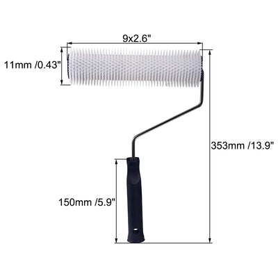 Harfington 9inch Spiked Screeding Compound Roller Latex Floor Self Leveling Screed Spiked Roller 11mm Teeth Height