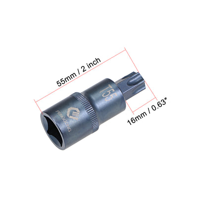 Harfington 1/2" Drive x T55 Torx Bit Socket, S2 Steel Bits, CR-V Sockets Metric 2" Length (For Hand Use Only) 2pcs