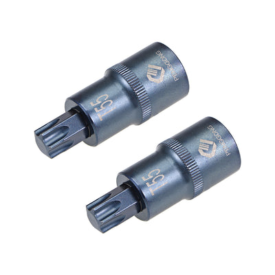 Harfington 1/2" Drive x T55 Torx Bit Socket, S2 Steel Bits, CR-V Sockets Metric 2" Length (For Hand Use Only) 2pcs
